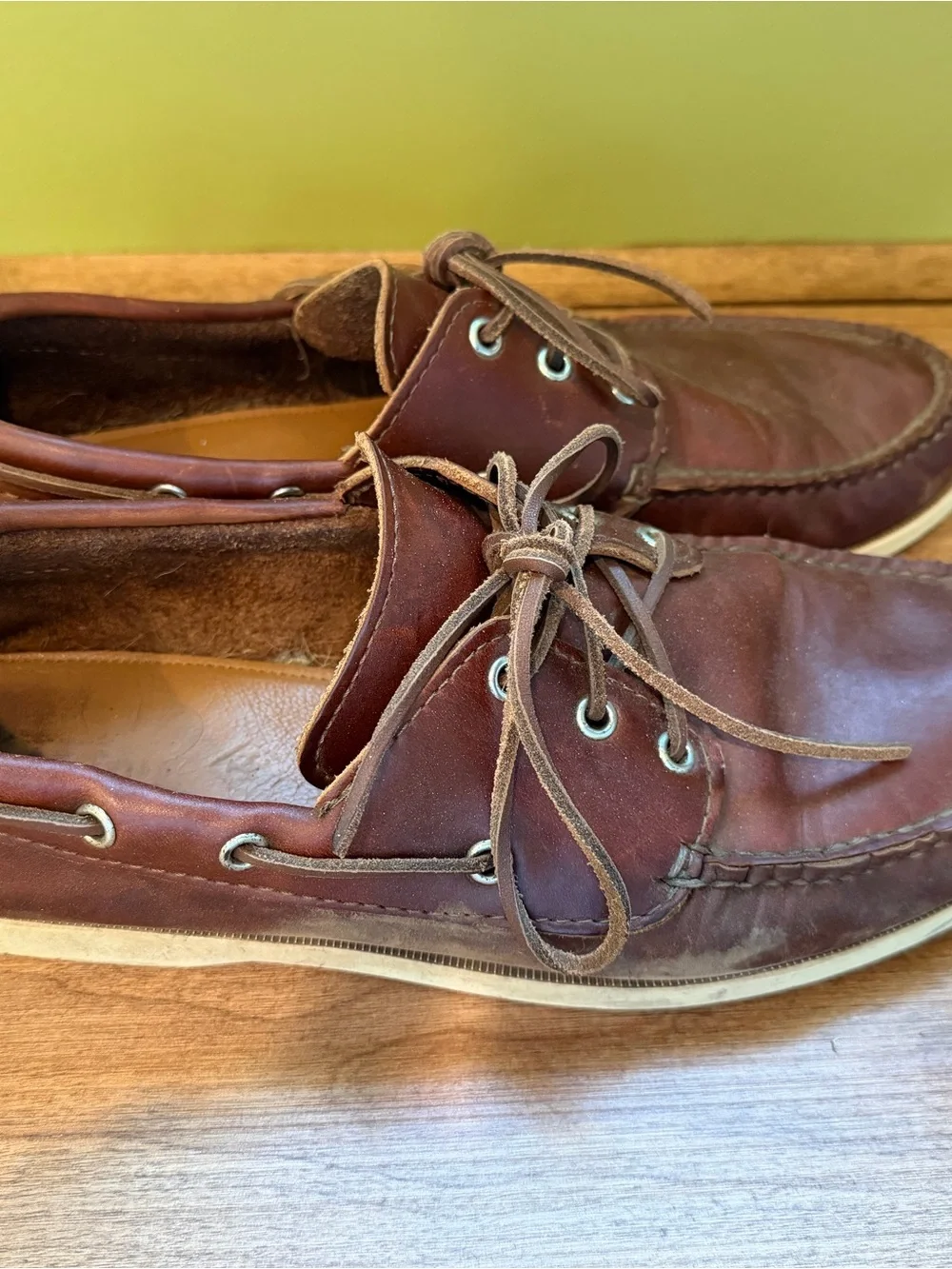 Quoddy Brown Leather Moc Toe Boat Shoes